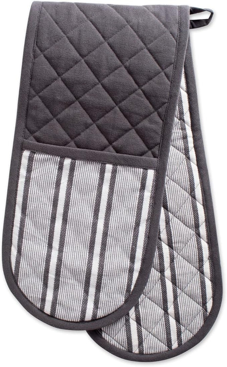 DII Double Strip Chef Kitchen Cooking & Baking Collection, Double Oven Mitt, 35x7.5, Mineral Gray