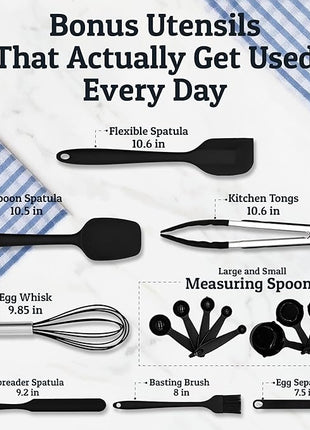 Priority Chef Stainless Steel Mixing Bowls with Lids Set, Metal Nesting Bowls with Airtight Lids, Graters, Non-Slip Base & Measurement Marks, Includes Utensil Set for Prep, Baking & Storage, Black