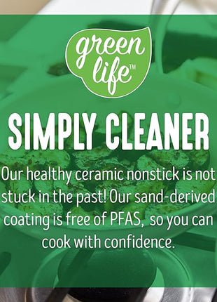 GreenLife Artisan Healthy Ceramic Nonstick, 8" and 10" Frying Pan Skillet Set, Stainless Steel Handle, PFAS-Free, Dishwasher Safe, Oven Safe, Soft Pink