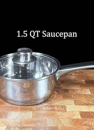 Concord Cookware 7-Piece Stainless Steel Cookware Set, includes Pots and Pans