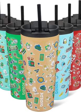 BJPKPK 22oz Tumbler With lid And Straw Stainless Steel Travel Coffee Mug Insulated Tumblers Cups,Spring Party Brown