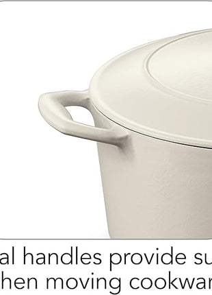 Tramontina Bestow Enameled Cast Iron Dutch Oven Pot with Lid, Round 5.5-quart, Matte White