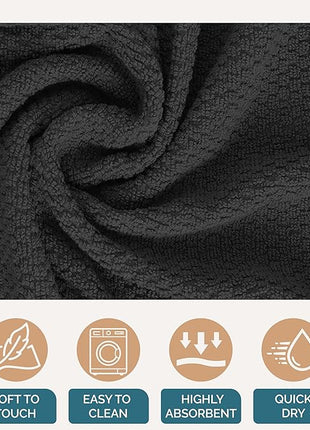 Casa Platino 8PC Cotton Kitchen Towels, 16"x26", Summer Grey Kitchen Towels