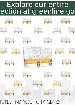 Greenline Goods Whiskey Glasses - 10 Oz Tumbler Set for Baltimore lovers, Etched with Baltimore City Map Old Fashioned Rocks Glass - Set of 2