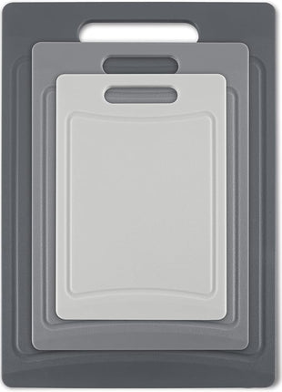 COOK WITH COLOR Non-Slip Cutting Board Set – Kitchen Essentials with Easy Grip Handle for Meat, Veggies, and Fruits, 3 Cutting Boards, Gray
