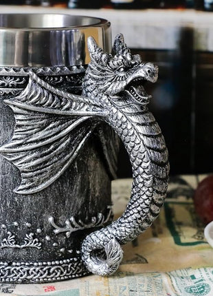 alikiki Dungeons and Dragons Coffee Mug Large - GOT D&D Gaming Beer Mugs Gifts for Men - 21oz Stainless Steel Drinking Tankard Coffee Cup Dragon Gift for Lovers Collector Party Decoration