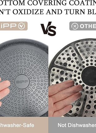 GiPP Ceramic Non Stick Frying Pans Set Removable Handle, Dishwasher & Oven Safe Nonstick Skillets with Detachable Handle, Healthy Cooking Compatible with All Stovetops, PFOA Free, RV Cookware set