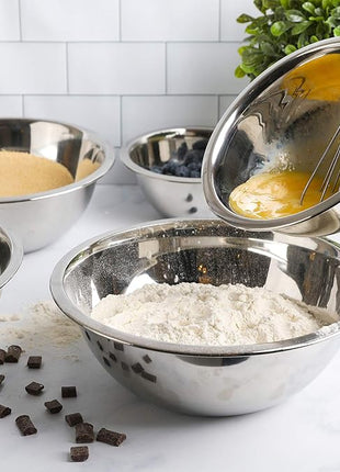 WHYSKO Meal Prep Stainless Steel Mixing Bowl (5-Piece Set) Home, Refrigerator, and Kitchen Food Storage Organizers | Ecofriendly, Heavy Duty, No Lids