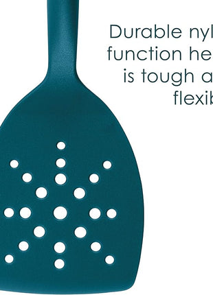 Rachael Ray Tools and Gadgets Spoon, Slotted and Solid Turners Set/ Cooking Utensils - 3 Piece, Teal Blue