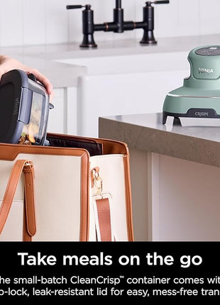 Ninja Crispi Air Fryer, Microwave, Freezer & Dishwasher Safe, Non Toxic Glass Portable Cooking System, 4 QT & 6 Cup Glass Containers with Storage Lids, Easy Meals, Air Fry, Bake, Green, FN101SG