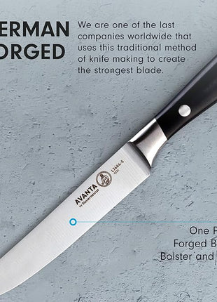 Messermeister Avanta 5” Fine Edge Steak Knife Set - Pack of 2 - German X50 Stainless Steel - Rust Resistant & Easy to Maintain - Includes 8 Total Steak Knives
