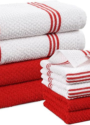Casa Platino Dish Towels for Kitchen Drying Kitchen Towels – 8 Pc Durable Cotton Dish Towel Set – Designed for Vibrant Prep Routines and Seasonal Hosting – Red