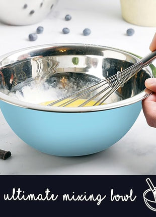 WHYSKO Meal Prep Stainless Steel Mixing Bowls Set, Home, Refrigerator, and Kitchen Food Storage Organizers | Ecofriendly, Reusable, Heavy Duty (Light Blue)