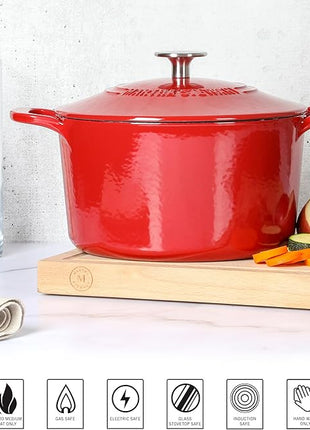 Martha Stewart Gatwick 4 Quart Enamel Cast Iron Dutch Oven - Red