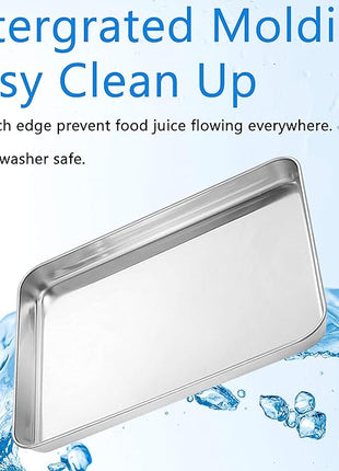 Baking Sheets Set of 5, Bastwe Stainless Steel Baking Pan Tray Cookie Sheet, Size 10 x 8 x 1 inch, Non Toxic & Healthy, Rust Free & Easy Clean