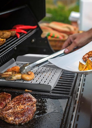 LITTLE GRIDDLE - Large Pro Grill Pan, High sidewalls with built-in handles, Stainless Steel Material, Big Food Capacity and Vented Design - Durable and Easy to Clean