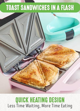 GreenLife Pro Electric Panini Press Grill and Sandwich Maker, Healthy Ceramic Nonstick Plates,Easy Indicator Light, PFAS-Free, Pink