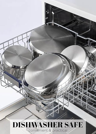 Country Kitchen Cookware Set with Removable Handle, Oven & RV Safe Pots and Pans Set, Stainless Steel, Original