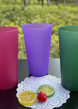 Premium 32-ounce Large Cups, Multicolor Plastic Tumblers BPA Free Set of 12 for Indoor Outdoor Use (Multicolors)