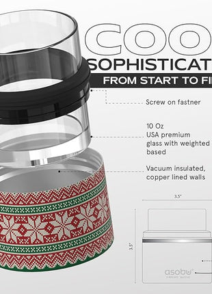 asobu Whiskey Sleeve Glass – Insulated Bourbon Tumbler with Premium Rocks Glass, BPA-Free, Double-Wall Stainless Steel, Keeps Drinks Cold Longer, 10.5oz