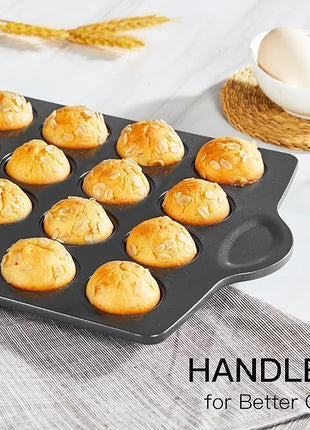 HONGBAKE mini muffin pan nonstick 24, Cupcake Tin for Baking, Commercial Small Cup Cake Tray for Cheesecake, 1.8dia, Heavy-duty, Gray