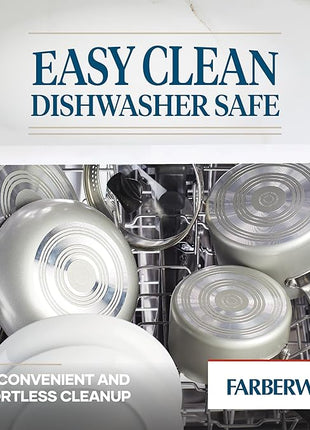 Farberware Cookstart DiamondMax Nonstick Cookware/Pots and Pans Set, Dishwasher Safe, Includes Baking Pan and Cooking Tools, 15 Piece - Silver