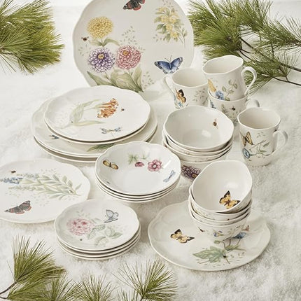 Lenox 865075 Butterfly Meadow 28-Piece Dinnerware Set, White