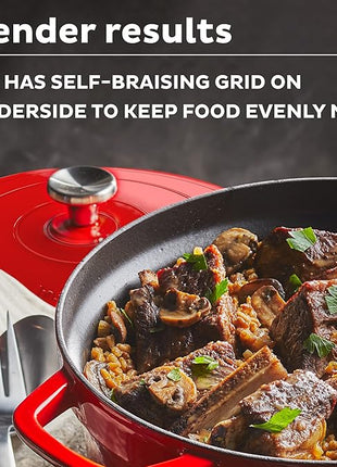 Instant Pot Electric Round Dutch Oven,6-Quart 1500W,From the Makers of Instant Pot,5-in-1: Braise,Slow Cook,Sear/Sauté,Food Warmer,Cooking Pan,Enameled Cast Iron,Included Recipe Book,Red