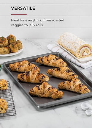 KitchenAid 13x18in Nonstick Aluminized Steel Baking Sheet, Contour Silver