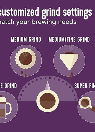 Mr. Coffee Automatic Burr Mill Coffee Grinder with 18 Custom Grinders Silver