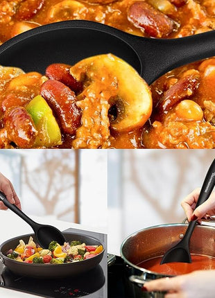 Silicone Cooking Spoon, Nonstick Kitchen Spoons for Cooking, Slotted and Solid Serving Spoon Heat Resistant, Silicone Mixing Spoons Basting for Nonstick Cookware 4 Pack