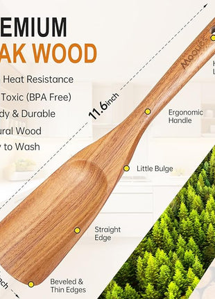 Multifunction Wooden Spatula Spoon, Great for Both Cooking and Serving, Mixing, Scoop, and Scrape, Nonstick Cookwares, BPA-Free, Heat Resistant Wood Spatula for Kitchen Use