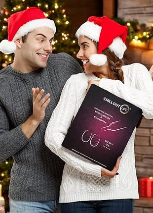 CHILLOUT LIFE 12 oz Stainless Steel Wine Tumblers 2 Pack & 1 Insulated Wine Bottle - Double Wall Vacuum Insulated Wine Glasses Cups with Lids and Straws Set Keeping Cold & Hot Gift Set