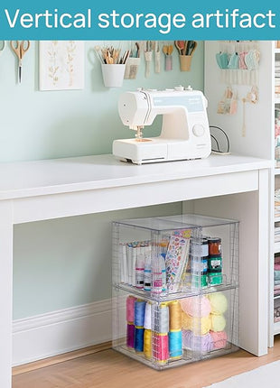 Vtopmart 4 Pack Clear Stackable Storage Drawers,9.7" High Plastic Organizers Bins for Skincare, Bathroom Supplies,Ideal for Cabinet,Undersink,Vanity,Kitchen,Pantry Organization