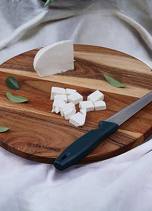 Vesta Homes Wooden Round Cutting Board/Chopping, Serving Board, Platter for Vegetables, Fruits, Cheese, Pizza and Charcuterie | Natural Acacia Wood | 11.5*11.5 Inches | Handcrafted in India