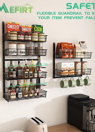 10-Tier Over The Door Pantry Organizer, Pantry Organization and Storage, Black Metal Hanging Adjustable Basket, Wall Spice Rack Seasoning Shelves, Home & Kitchen Essentials