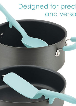 Rachael Ray Tools and Gadgets Lazy Crush & Chop, Flexi Turner, and Scraping Spoon Set / Cooking Utensils - 3 Piece, Light Blue