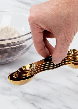 Progressive International Magnetic Measuring Spoons, Set of 5 – Black, Easy to Store with Magnetic Design (Gold)