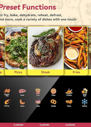 Air Fryer 14-in-1 with Viewing Window, 6Qt Large Capacity, 392℉ Max Crisp, Airfryer No Filping Dual Heating, Bake, Roast, Dehydrate, Reheat, 1700W Fast Even Easy Meals, Nonstick Dishwasher Safe Basket