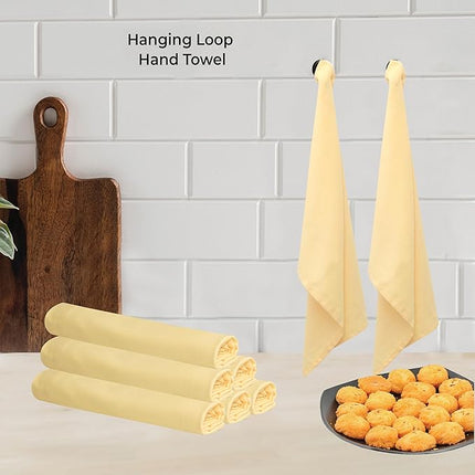 Urban Villa Kitchen Towels Solid Light Yellow Towels Set of 6 20" X30” 100% Cotton Highly Absorbent Quick Drying Dish Cloths & Dish Towels Thanksgiving Fall Tea Towels with Hanging Loop Towels