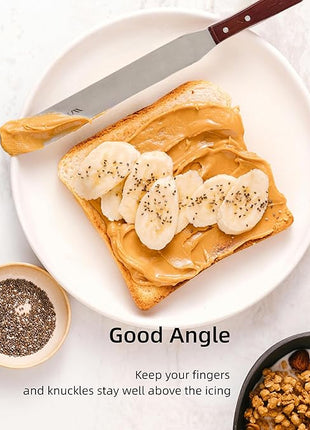 Straight Icing Spatula Stainless Steel Baking Set of 6", 8" & 10" Wooden Handle Cake Decorating Frosting Spatulas