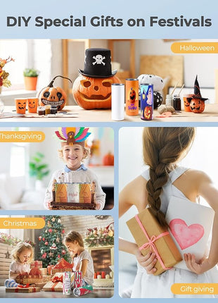 Hiipoo 12 Pack Sublimation Tumblers Blank 20 oz Straight Skinny with Sublimation Papers, Lids and Straws, Shrink Wrap Films, Stainless Steel Double Wall Insulated Tumbler for Mug Press Machine