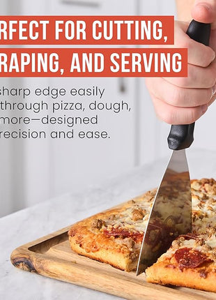 Chef Pomodoro Pizza Dough Scraper Tool 4" (10 cm), Bench Scraper with Handle, Stainless Steel Bench Knife and Metal Chopper for Kitchen, Bread Spatula, Pastry Tool for Food and Baking