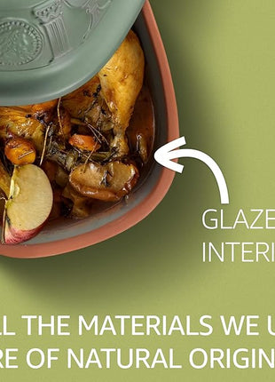 Romertopf Clay Roaster | 40 Years Anniversary Edition | Non-Stick Dutch Oven | Healthy Pot Cooking | Clay Baker | Versatile Cooking Vessel - 3.7 Quarts (3.5 Liters) for up to 6 people - Green