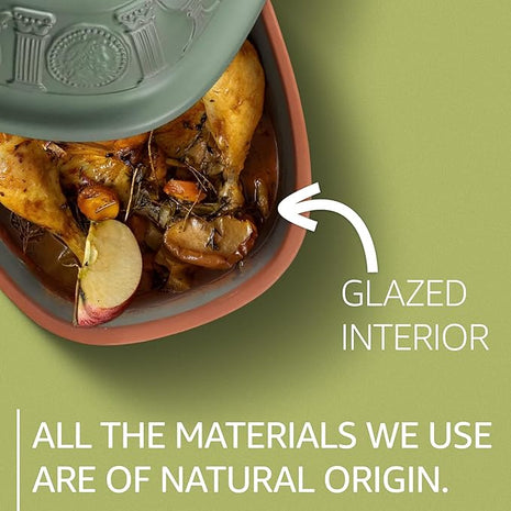 Romertopf Clay Roaster | 40 Years Anniversary Edition | Non-Stick Dutch Oven | Healthy Pot Cooking | Clay Baker | Versatile Cooking Vessel - 3.7 Quarts (3.5 Liters) for up to 6 people - Green