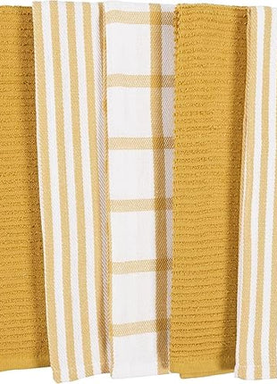 KAF Home Premium Kitchen Towels (18" x 28"), Large 100% Cotton, Flat & Terry Absorbent Dish Towel Set (Honey, 18 x 28-6 Pack)