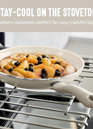 GreenLife Soft Grip 16 Piece Cookware Set, Non-Toxic PFAS-Free Ceramic Nonstick, Frying, Sauce, Saute, Utensils, Glass Lids, Stay-Cool Handles, Wobble Free, Dishwasher & Oven Safe, Cream