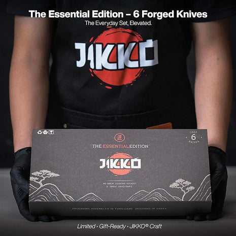 Jikko New Reinforced Carbon Steel Japanese Kitchen Knife Set – DiamondRazor Series – Ultra Sharp Japanese Knife Set & Chef Knife Set with Mahogany Wood Handles – Professional Chef's Knives