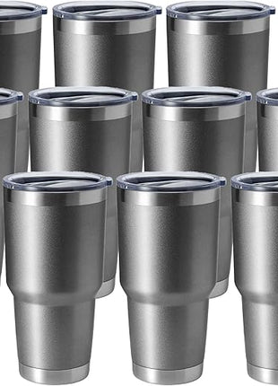 HASLE OUTFITTERS 30oz Stainless Steel Tumbler, Double Wall Vacuum Insulated Travel Mug Tumbler, Durable Insulated Coffee Mug, Gift Box Set (Grey, 12)