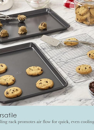 Chicago Metallic Professional Non-Stick Cookie and Jelly-Roll Pan Set with Cooling Rack, 17 by 12.25 Inches